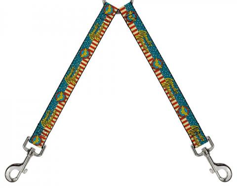 Dog Leash Splitter - WONDER WOMAN/Logo Americana Red/White/Blue/Yellow