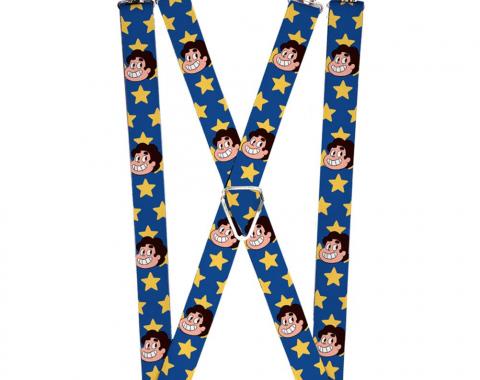 Suspenders - 1.0" - Steven Universe Smiling/Stars Scattered Blue/Gold