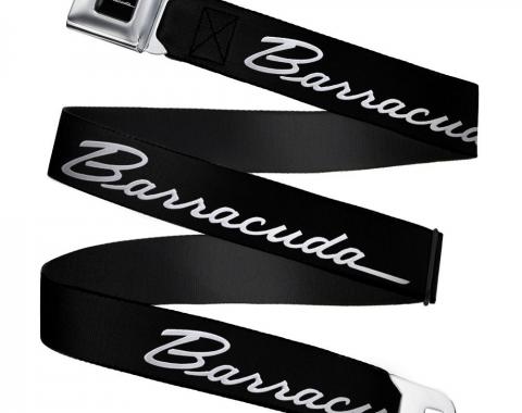 BARRACUDA Script Logo Full Color Black/White Seatbelt Belt - BARRACUDA Script Logo Black/Silver Webbing