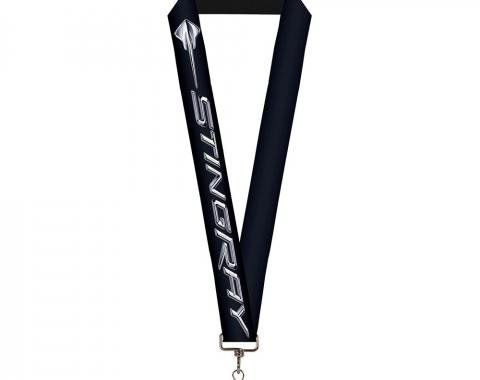 Lanyard - 1.0" - C7 STINGRAY Logo Black/Silver