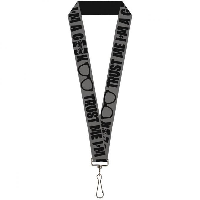 Buckle-Down Lanyard - I'M A GEEK/Glasses Gray/Black