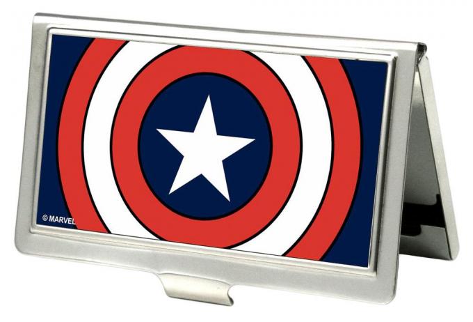 MARVEL COMICS 
Business Card Holder - SMALL - Captain America Shield CLOSE-UP FCG Navy