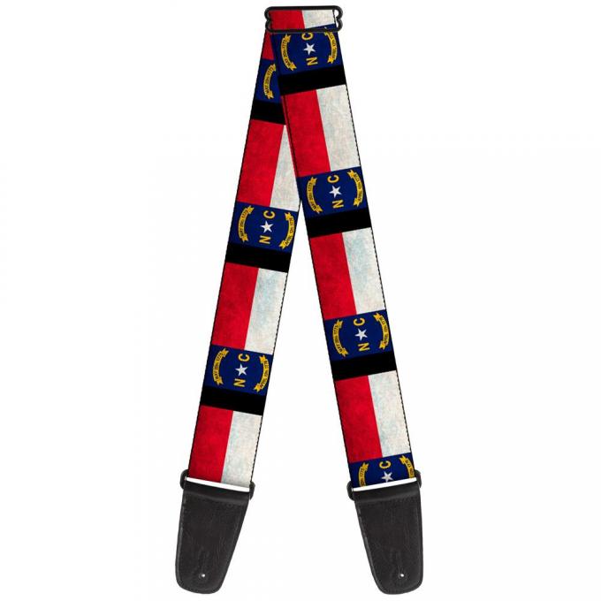 Guitar Strap - North Carolina Flag Distressed/Black