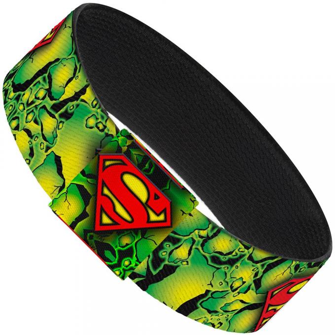Elastic Bracelet - 1.0" - Superman Shield Green Kryptonite