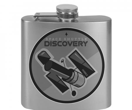 Stainless Steel Flask - 6 OZ - Stainless Steel Flask - 6 OZ - SPACE SHUTTLE DISCOVERY Hubble Telescope2 Tonal Grays