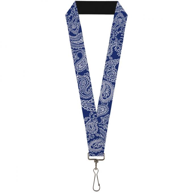 Buckle-Down Lanyard - Paisley Blue/White