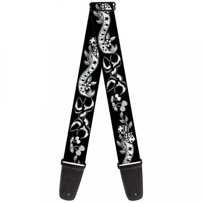 Guitar Strap - Lucky Black/White