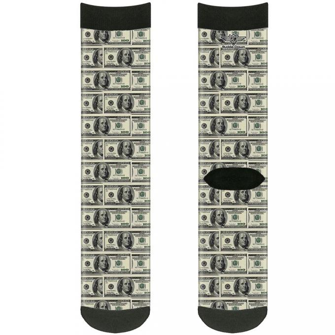 Sock Pair - Polyester - 100 Dollar Bills - CREW