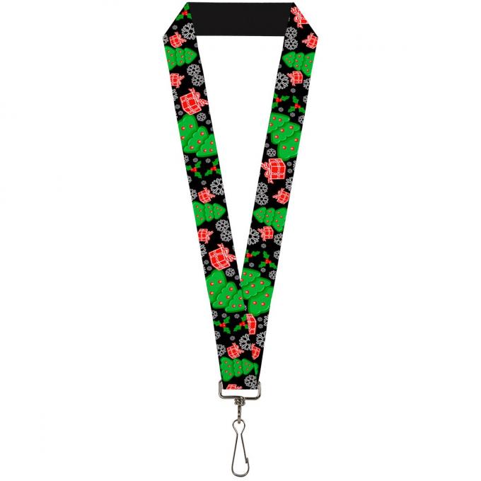 Buckle-Down Lanyard - Christmas Collage Black/White/Green/Red