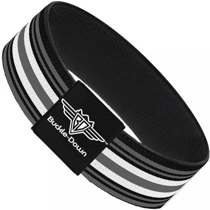 Buckle-Down Elastic Bracelet - Striped Black/Gray/White