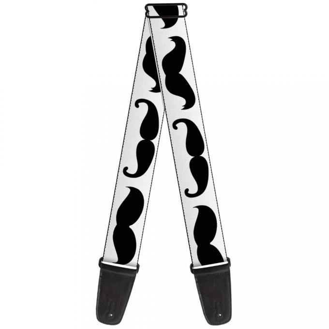 Guitar Strap - Multi Mustaches Sketch White/Black