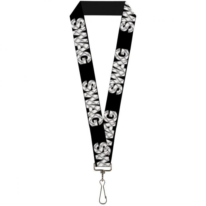 Buckle-Down Lanyard - SWAG Black/Plaid X White/Gray