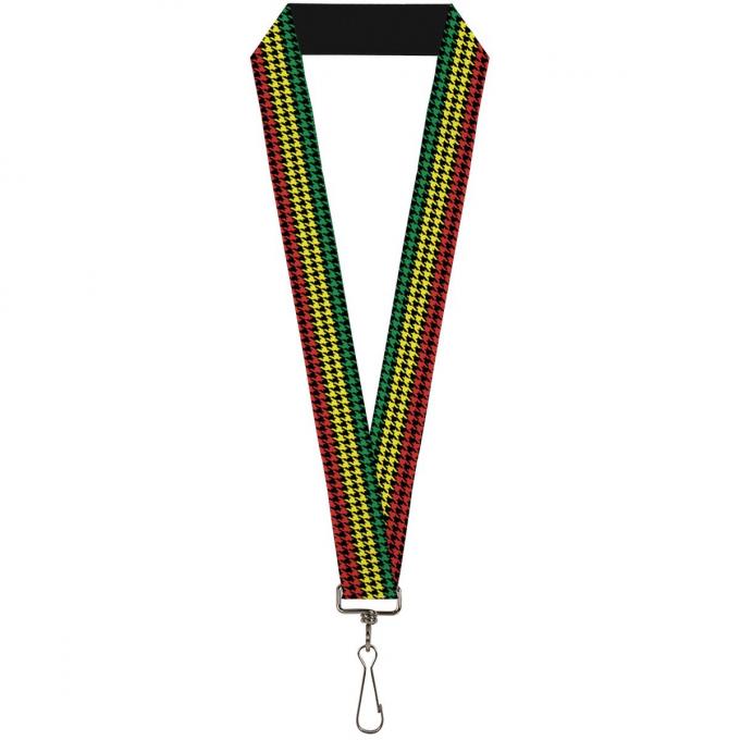 Buckle-Down Lanyard - Houndstooth Black/Rasta