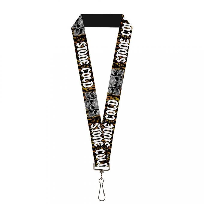 Lanyard - 1.0" -  STONE COLD Steve Austin Flaming Skulls Trio Black/Oranges/Grays/White