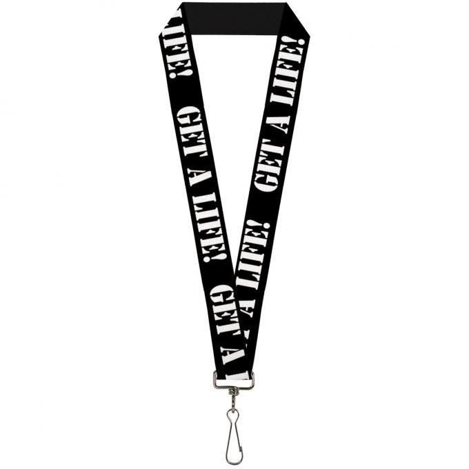 Buckle-Down Lanyard - GET A LIFE! Black/White