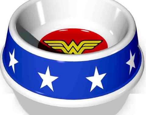 PBWL1-MLM-7.5-WWBW 
Single Melamine Pet Bowl - 7.5&rdquo; (16oz) - Wonder Woman Icon + Stars