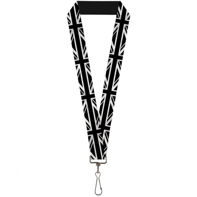 Buckle-Down Lanyard - Union Jack Distressed Black/White
