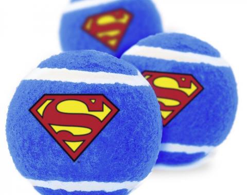 Dog Toy Squeaky Tennis Ball 3-PACK - Superman Shield Blue