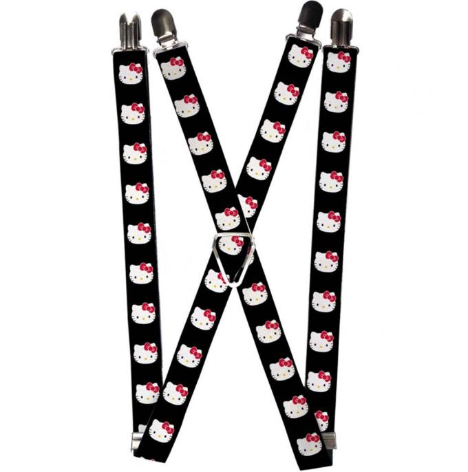Suspenders - 1.0" - Hello Kitty White Face Black Background