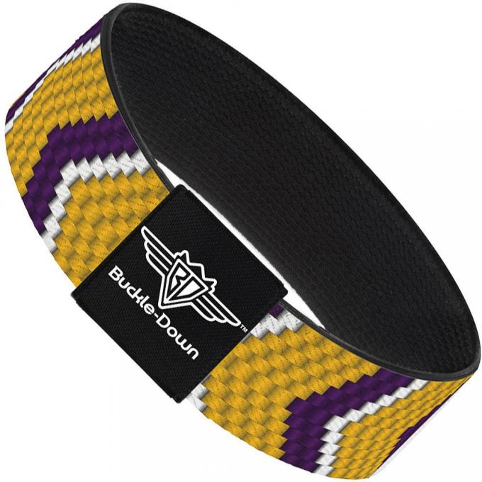 Buckle-Down Elastic Bracelet - Chevron Weave Gold/Purple/White