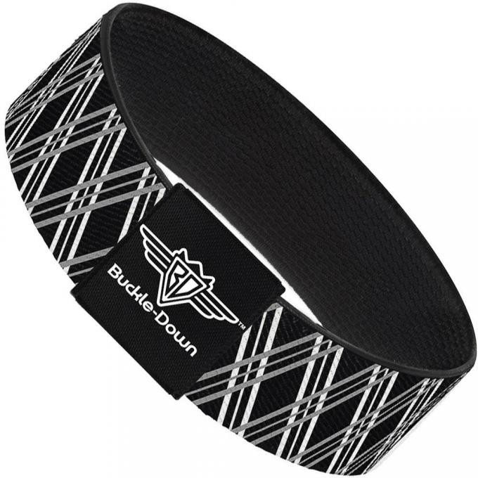 Buckle-Down Elastic Bracelet - Zig Zag Black/Gray/White