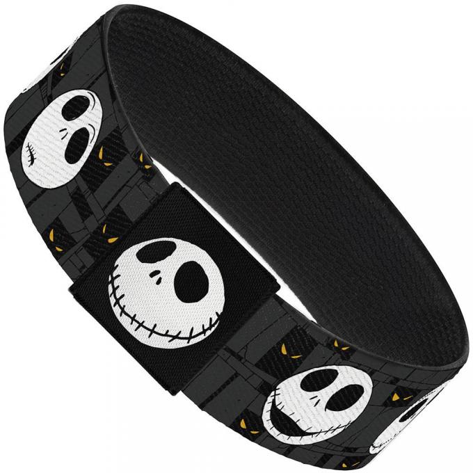 Elastic Bracelet - 1.0" - Nightmare Before Christmas Jack Expressions Gray