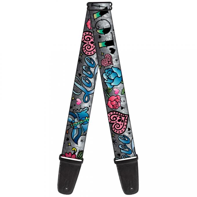 Guitar Strap - Love Love Gray