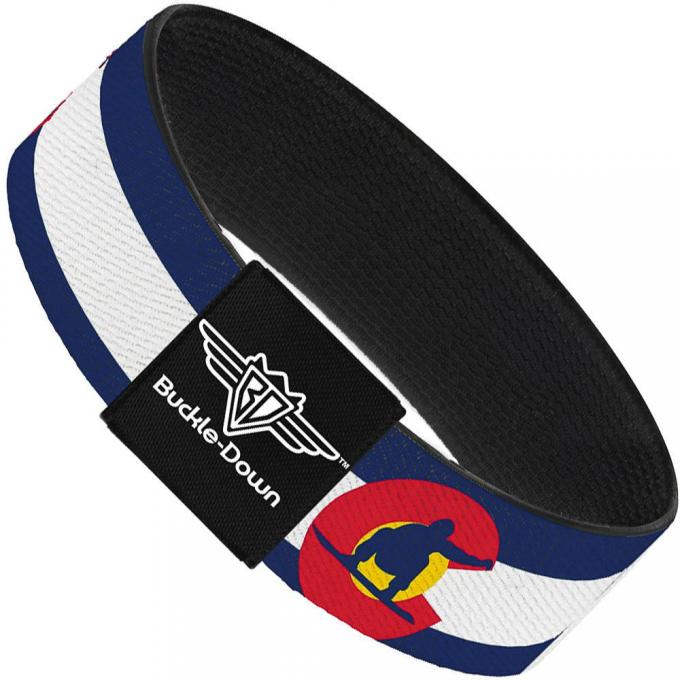 Buckle-Down Elastic Bracelet - Colorado Flag/Snowboarder Blue/White/Red/Yellow
