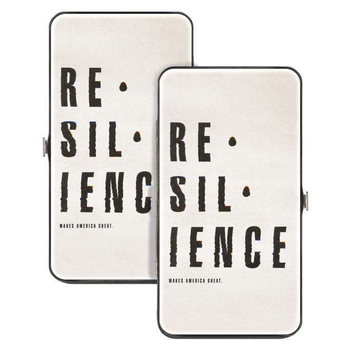 Hinged Wallet - RE-SIL-IENCE MAKES AMERICA GREAT. White/Black