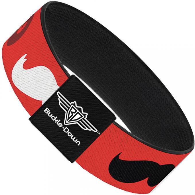 Buckle-Down Elastic Bracelet - Mustaches Red/Brown/White/Black