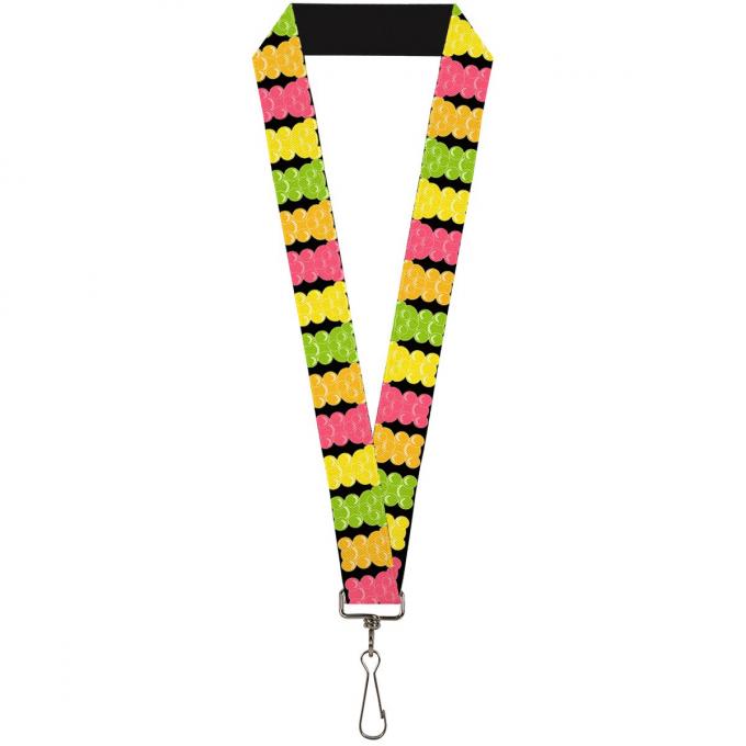 Buckle-Down Lanyard - Gummy Bears Cartoon Black/Red/Yellow/Green