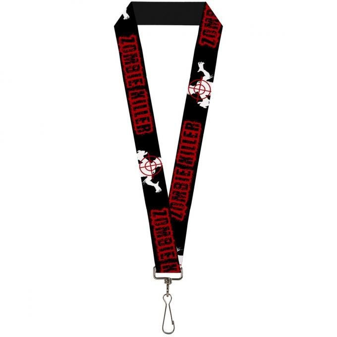 Buckle-Down Lanyard - ZOMBIE KILLER Zombie Target Black/White/Red
