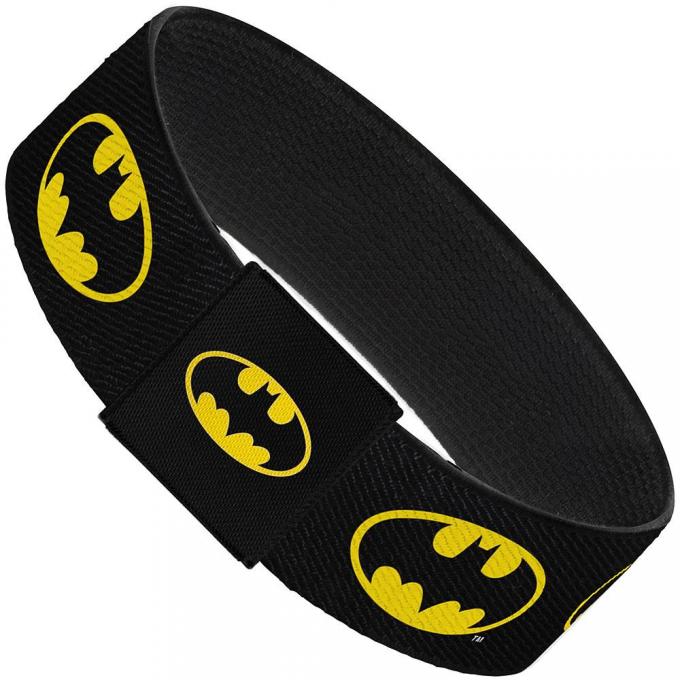 Elastic Bracelet - 1.0" - Batman Shield Black/Yellow