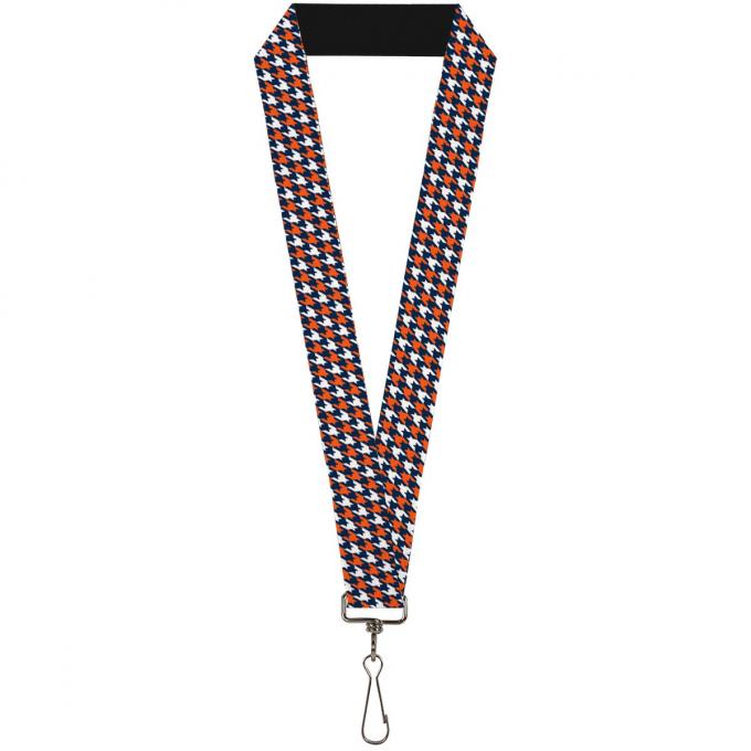 Buckle-Down Lanyard - Houndstooth Navy/Orange/White