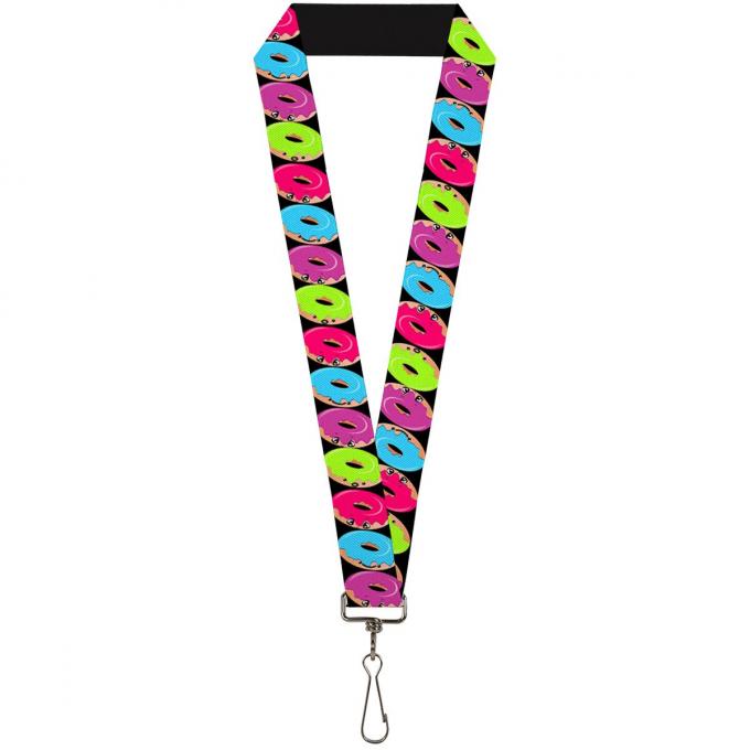 Buckle-Down Lanyard - Glaze Donut Expressions Black