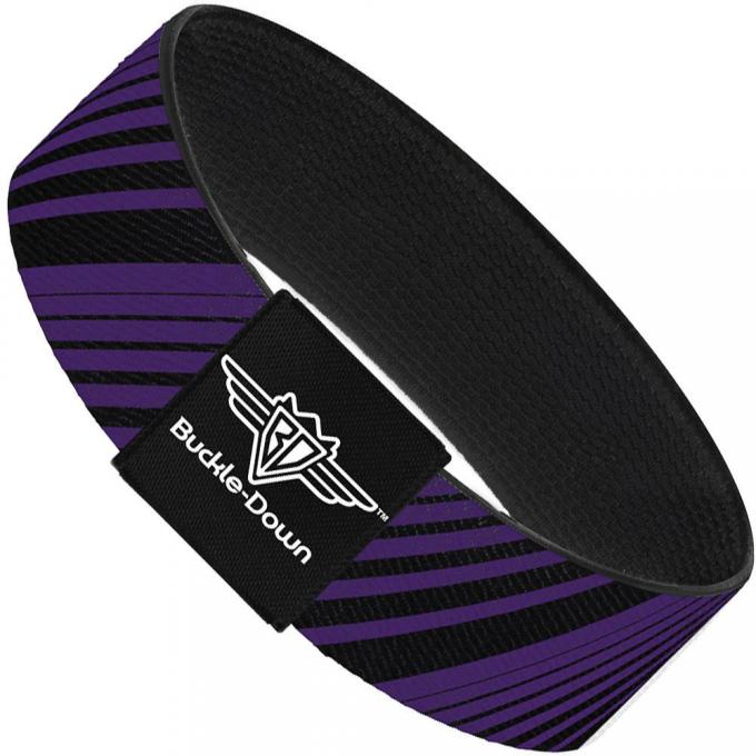 Buckle-Down Elastic Bracelet - Diagonal Stripes Black/Purple