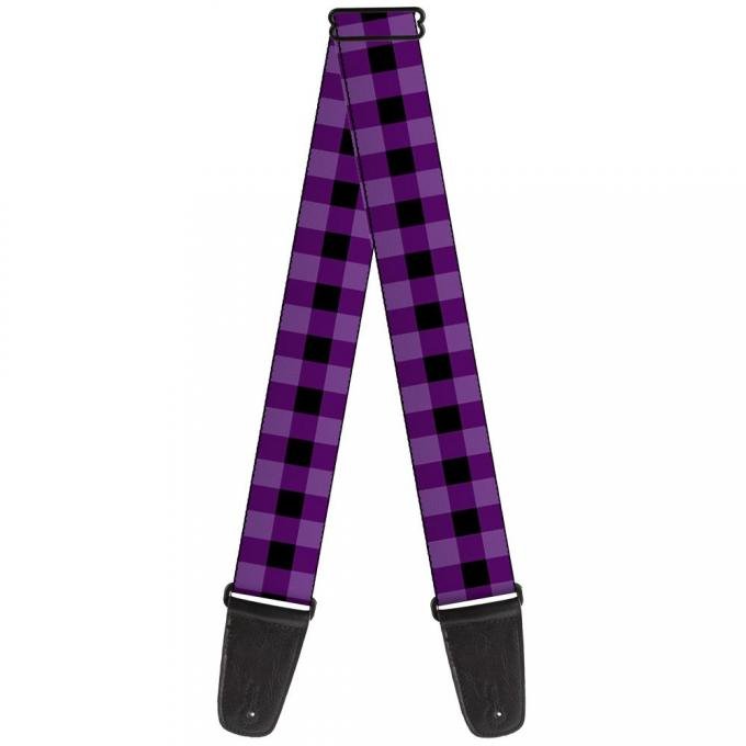 Guitar Strap - Buffalo Plaid Black/Purple