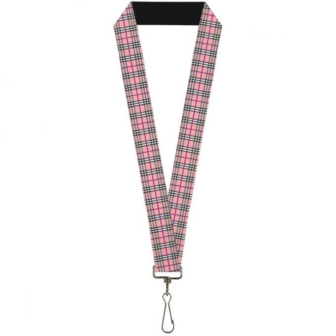Buckle-Down Lanyard - Plaid Pink