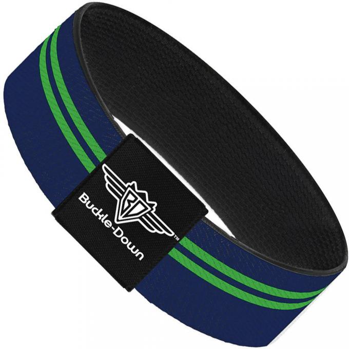 Buckle-Down Elastic Bracelet - Racing Stripe Navy/Bright Green