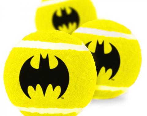 Dog Toy Squeaky Tennis Ball 3-PACK - Batman Bat Icon Yellow/Black