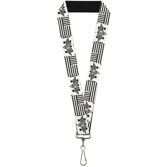 Buckle-Down Lanyard - BD Logo/American Stripe Flag White/Black