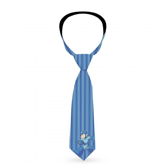 Necktie Standard - Megaman Running Pose/Stripes Blues