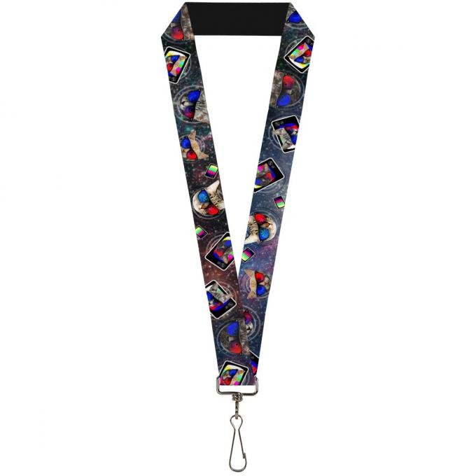 Buckle-Down Lanyard - 3-D TV Cats in Space