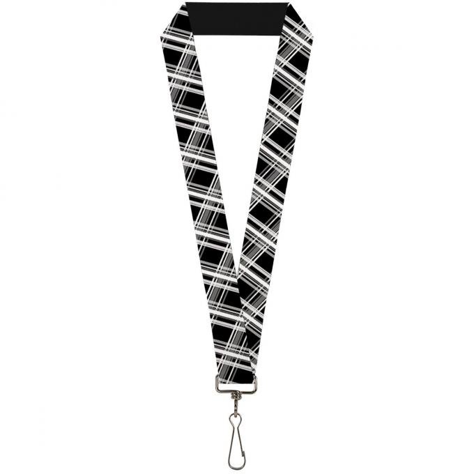 Buckle-Down Lanyard - Plaid X2 Black/Grays/White