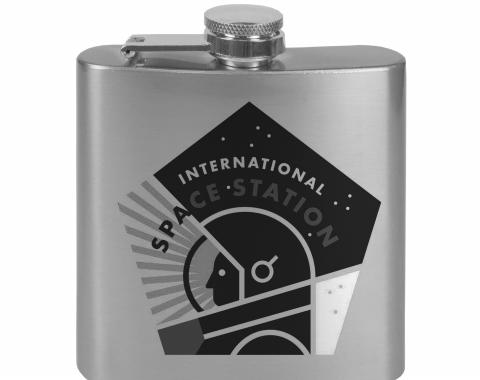 Stainless Steel Flask - 6 OZ - INTERNATIONAL SPACE STATION Pentagon Tonal Grays