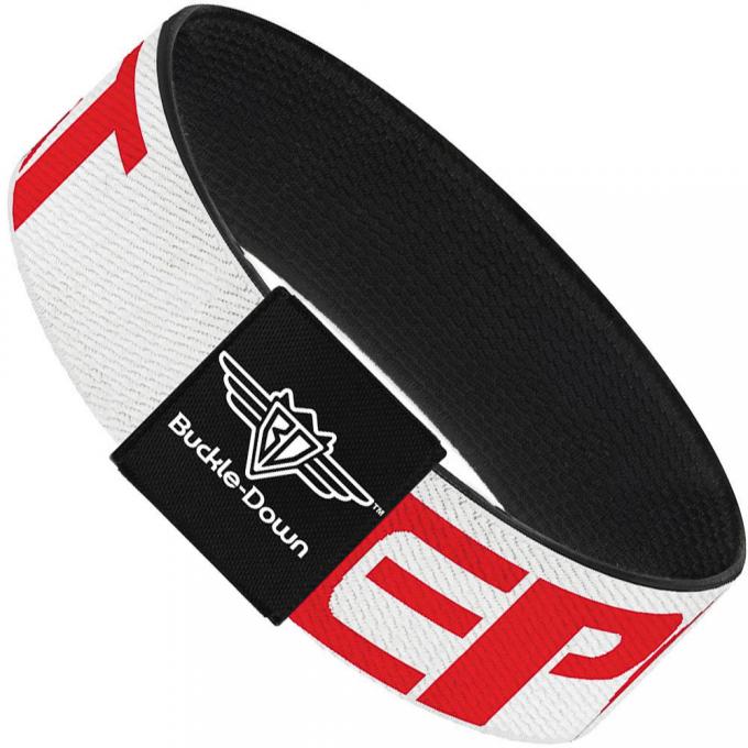 Buckle-Down Elastic Bracelet - PARTY-SLEEP-REPEAT White/Red