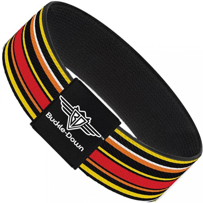 Buckle-Down Elastic Bracelet - Fine Stripes Black/Yellows/Orange/Red/White