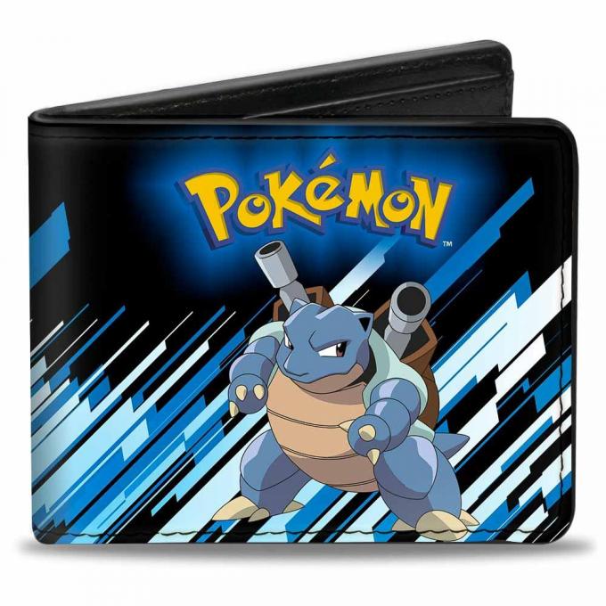 Bi-Fold Wallet - POKEMON/Blastoise (Squirtle) Pose Black/Blue Stripe