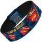 Elastic Bracelet - 1.0" - SUPERMAN MAN OF STEEL Shield Collage/Rays Black/Blues/Reds/Yellows