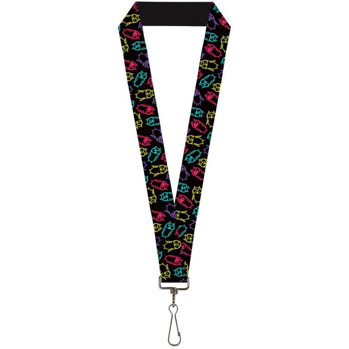 Buckle-Down Lanyard - Owl Sketch Black/Multi Color